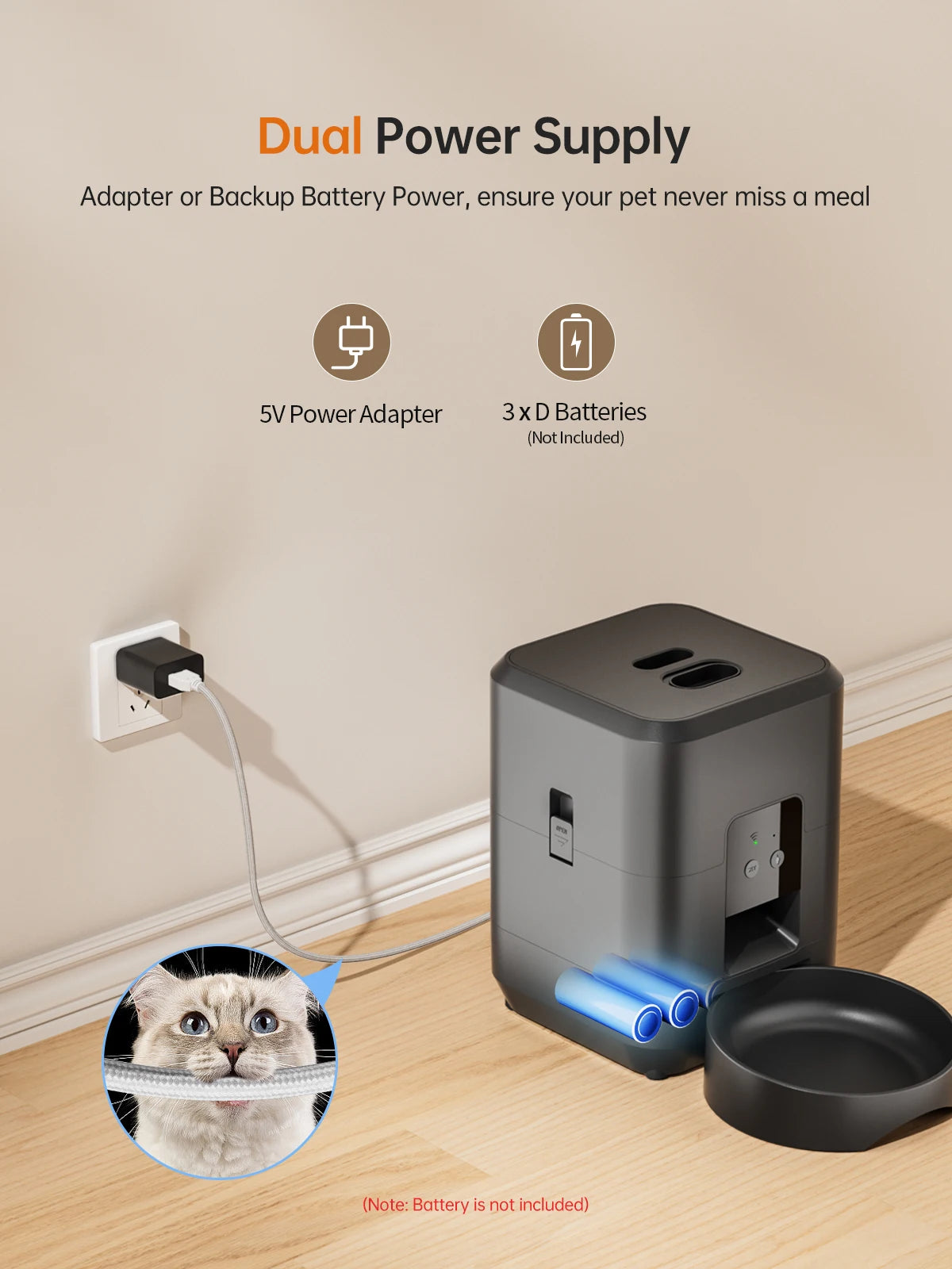 Hign Automatic Cat Feeder with App Control and Timer