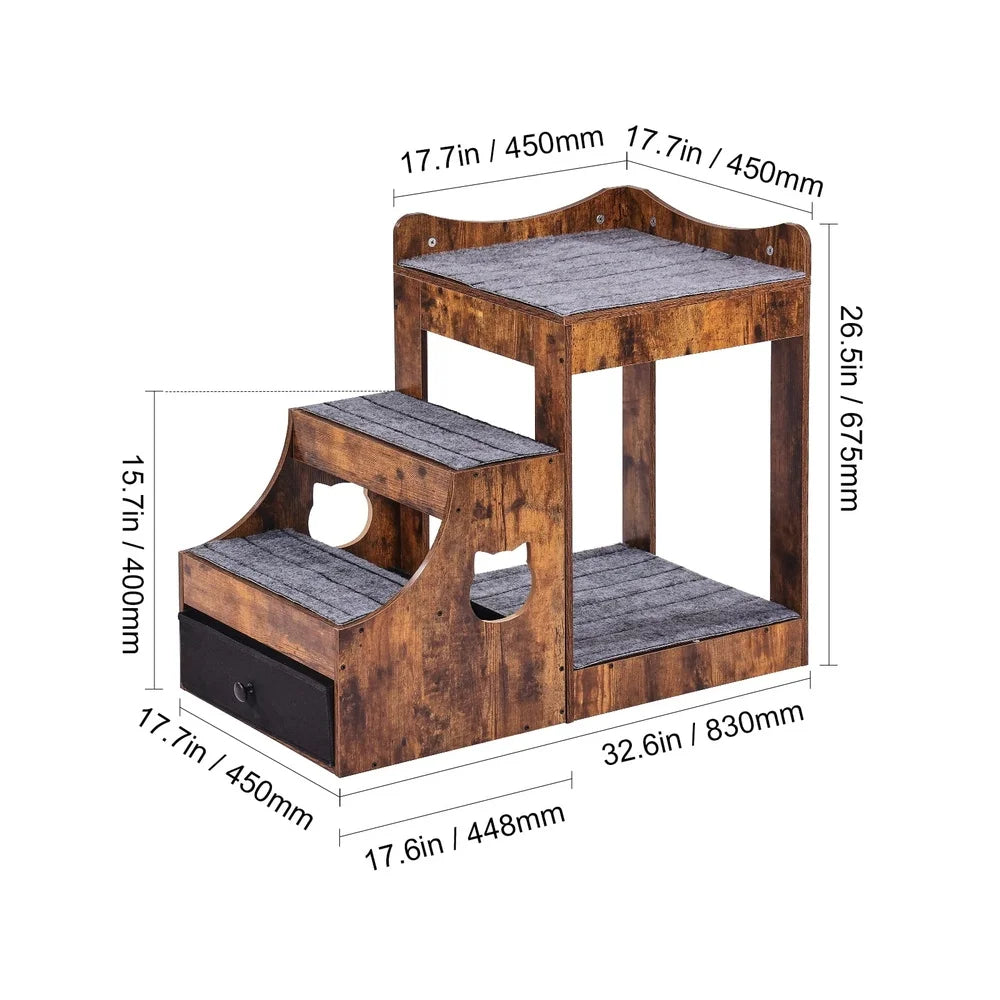 Double Deck Pet Bed With Detachable Steps Window Perch