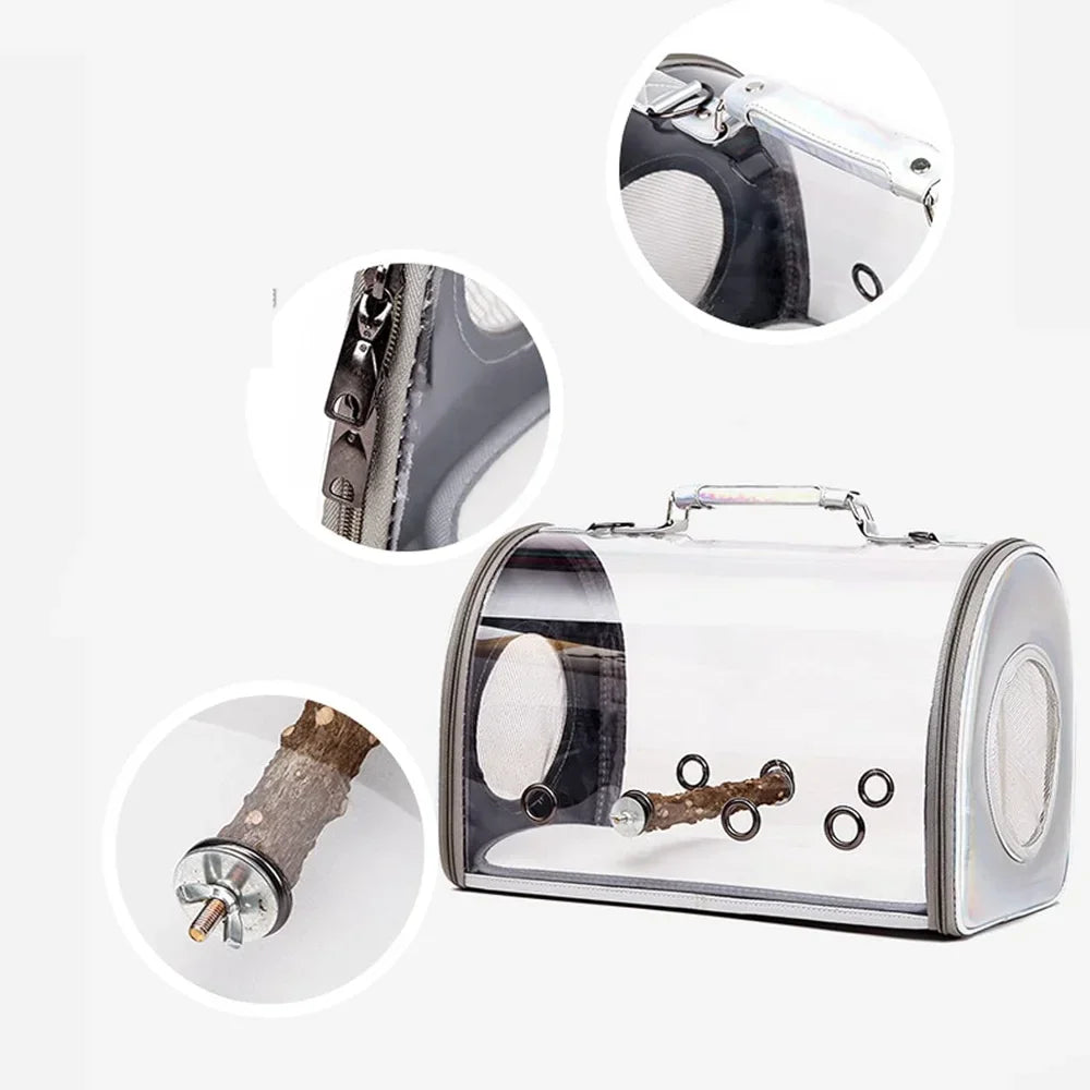 PEISI Bird Travel Carrier Transparent Space Capsule Nest