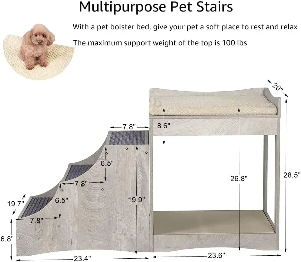 Multi Level Pet Bunk Bed With Removable Step Window Perch