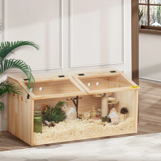 Wooden Hamster Cage And Hutch With Openable Top Hideout