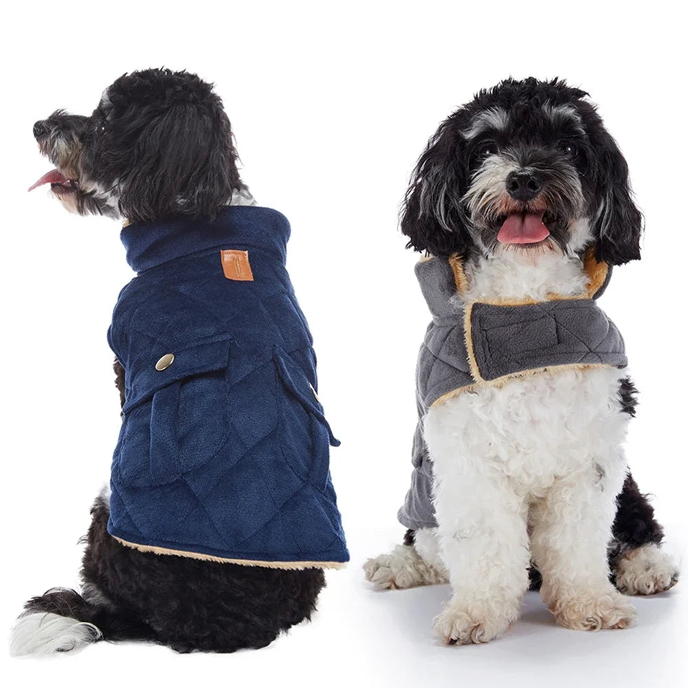 Guangdong Winter Plush Dog Jackets with Double Pockets