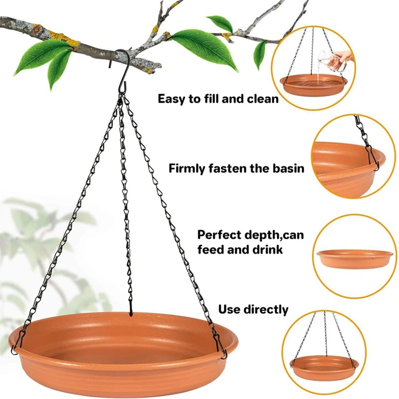 Hanging Bird Bath Feeder Platform For Outdoor Patio
