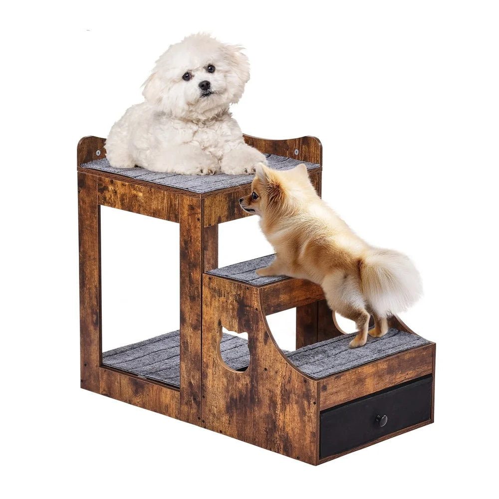 Double Deck Pet Bed With Detachable Steps Window Perch