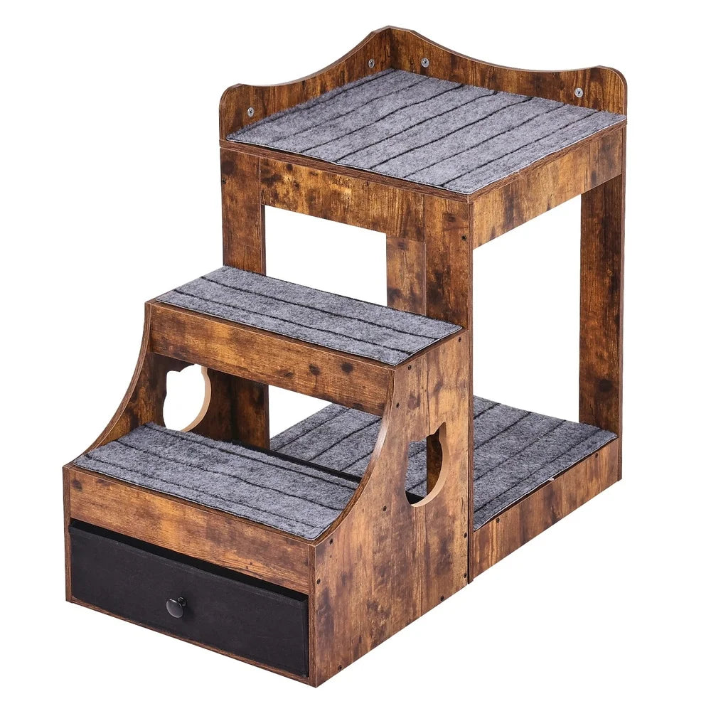 Double Deck Pet Bed With Detachable Steps Window Perch