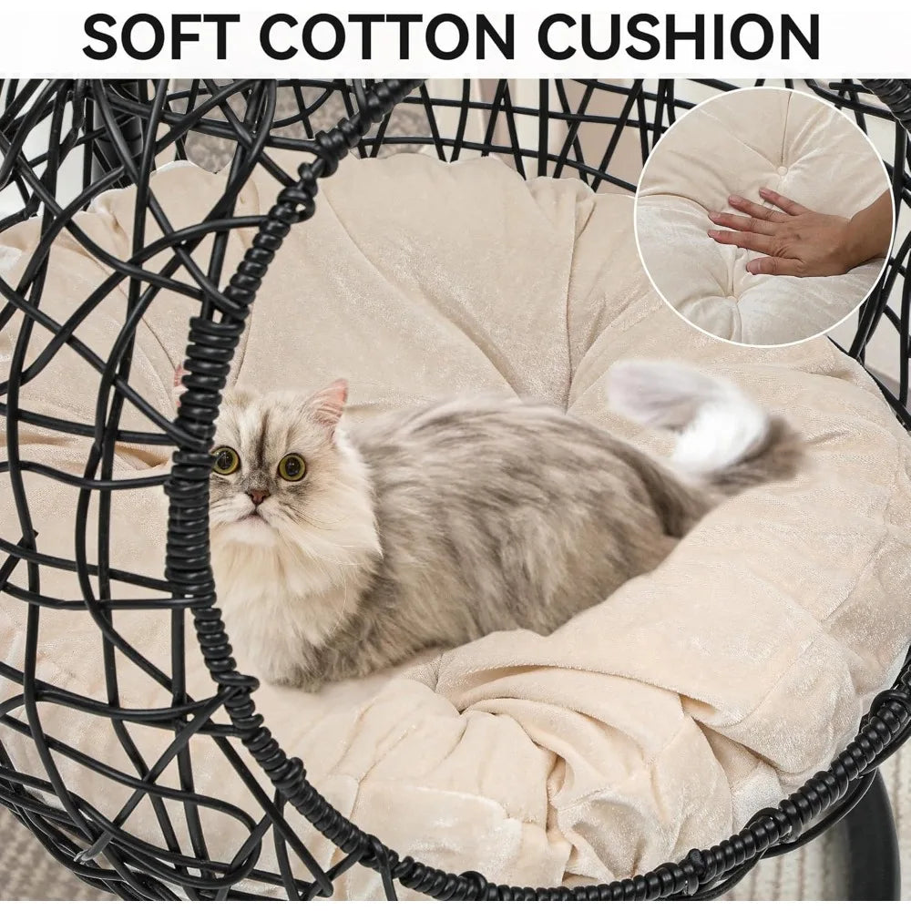 Cat Swing Bed With Stand And Cushion Egg Chair Rattan Look