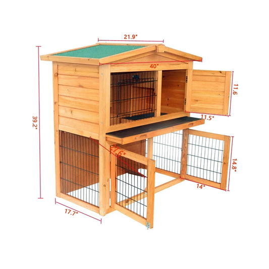 40 Inch Triangle Roof Waterproof Wooden Rabbit Hutch A Frame