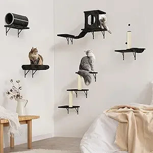 Wall Mounted Cat Climber Set 7 In 1 With House Tree