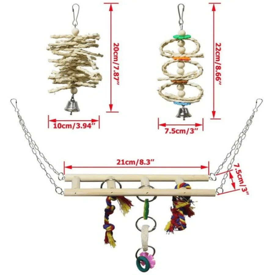 Hign Concerned Natural Wood Parrot Chew Toys And Ladder
