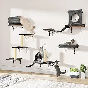 Wall Mounted Cat Climber Set 7 In 1 With House Tree