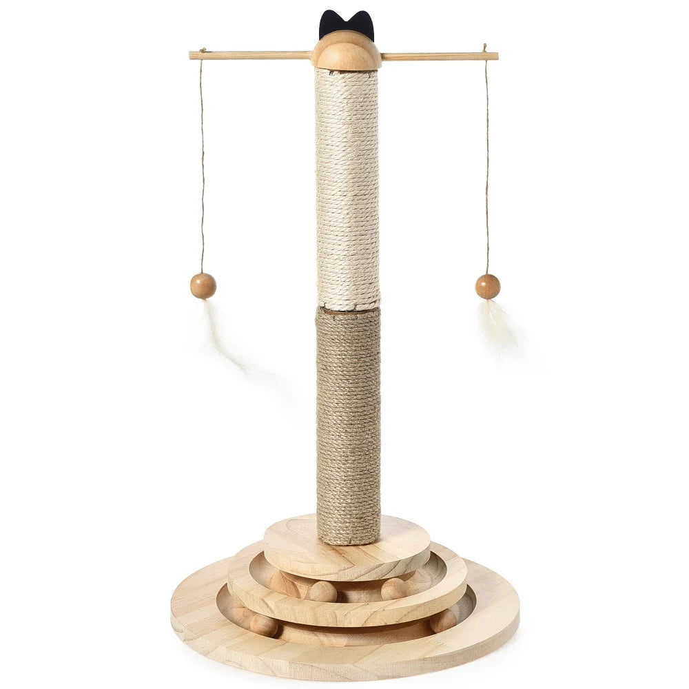 XMSJ Interactive Cat Scratching Post with Hanging Feather Toys