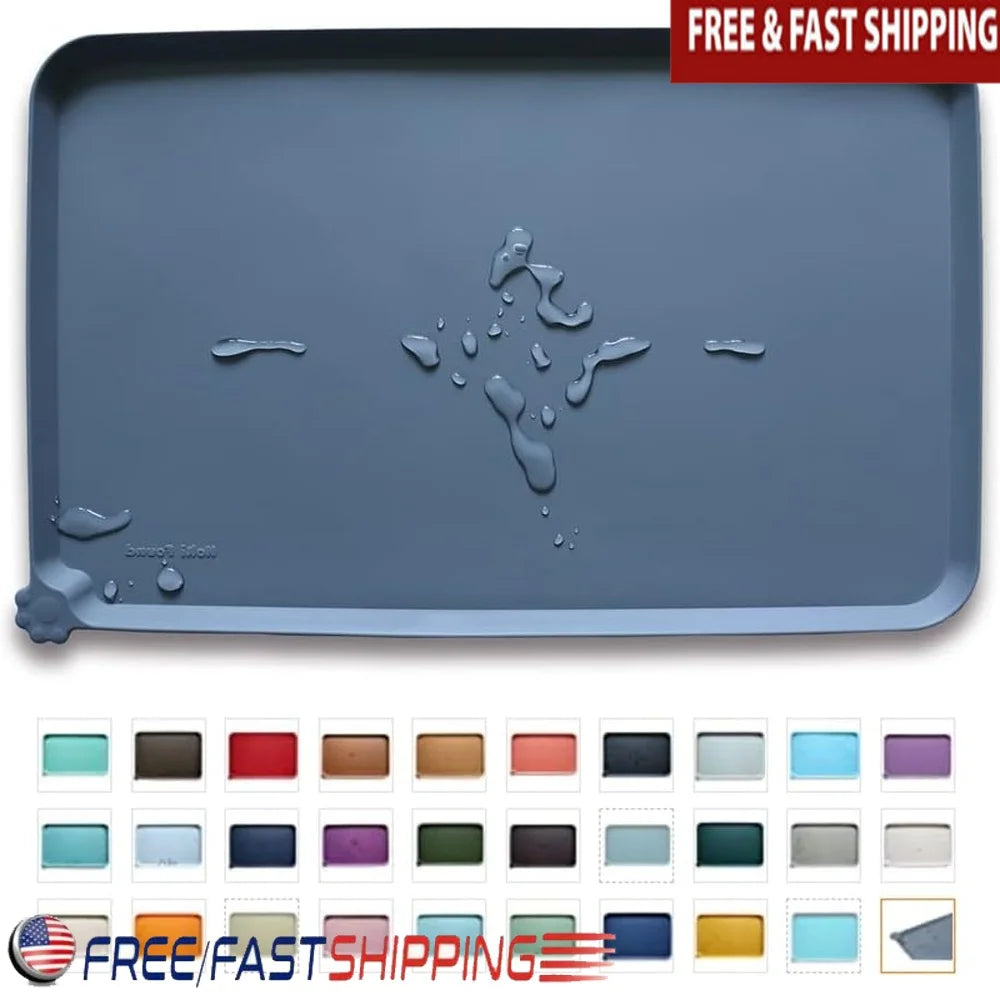 NoEnName Waterproof Pet Feeding Mat Non-Slip Silicone Easy Clean