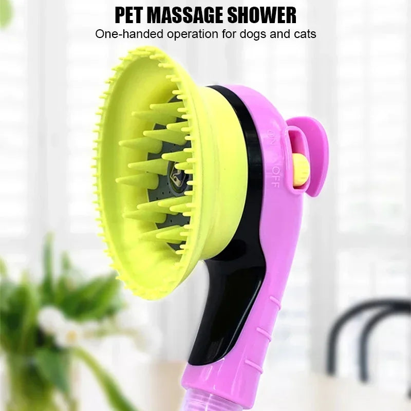 Pet Combing Massage Shower Head Bath Brush Dogs Cats
