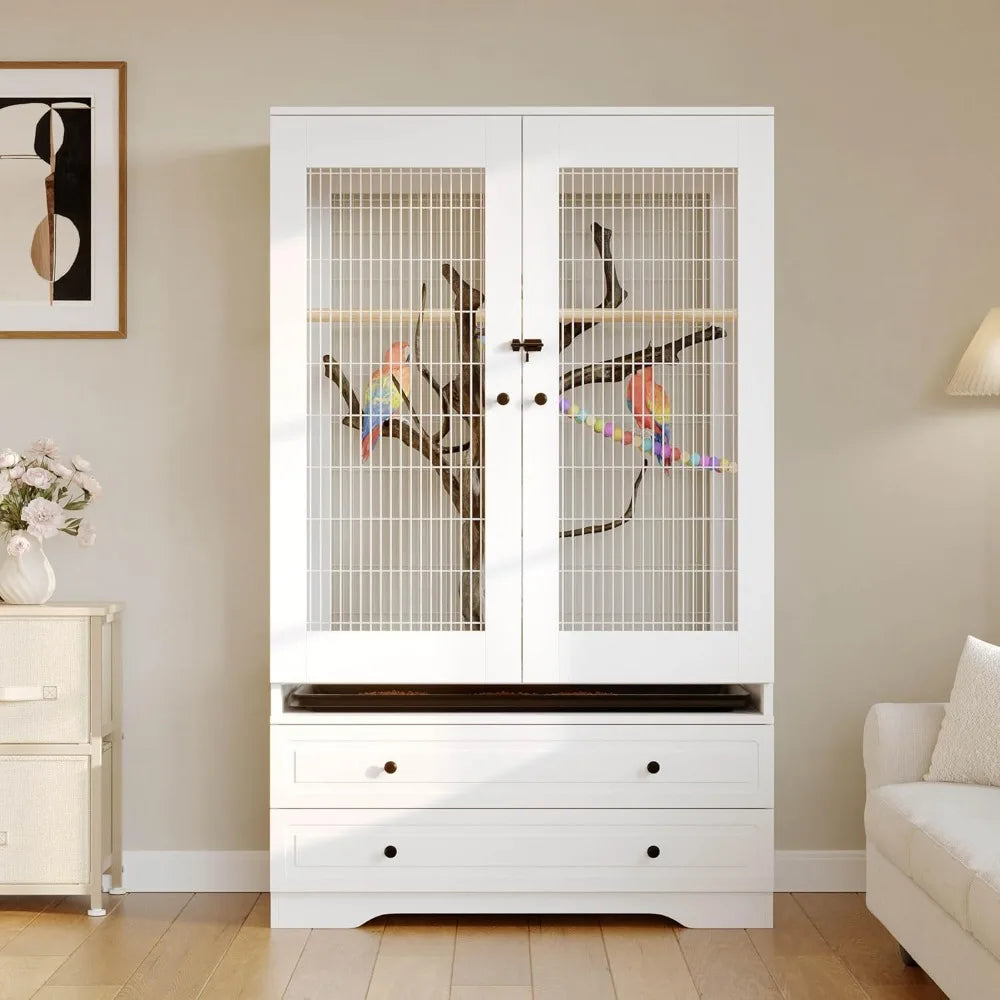 Large Bird Flight Cage With Removable Tray And Drawers