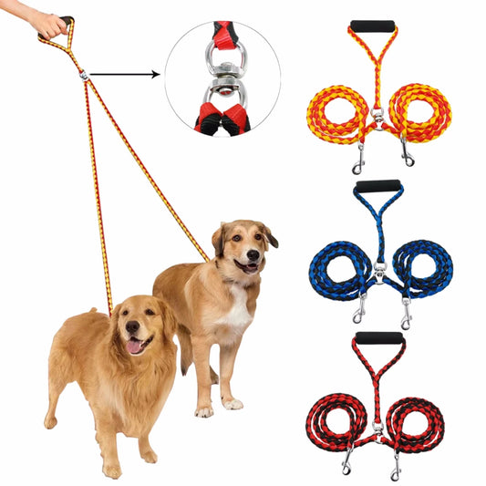 NoEnName Double Leash 360 Degree Rotation Knotless Pet Leash