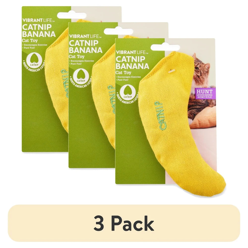 XMSJ Catnip Filled Banana Shaped Cat Toy 3 Pack