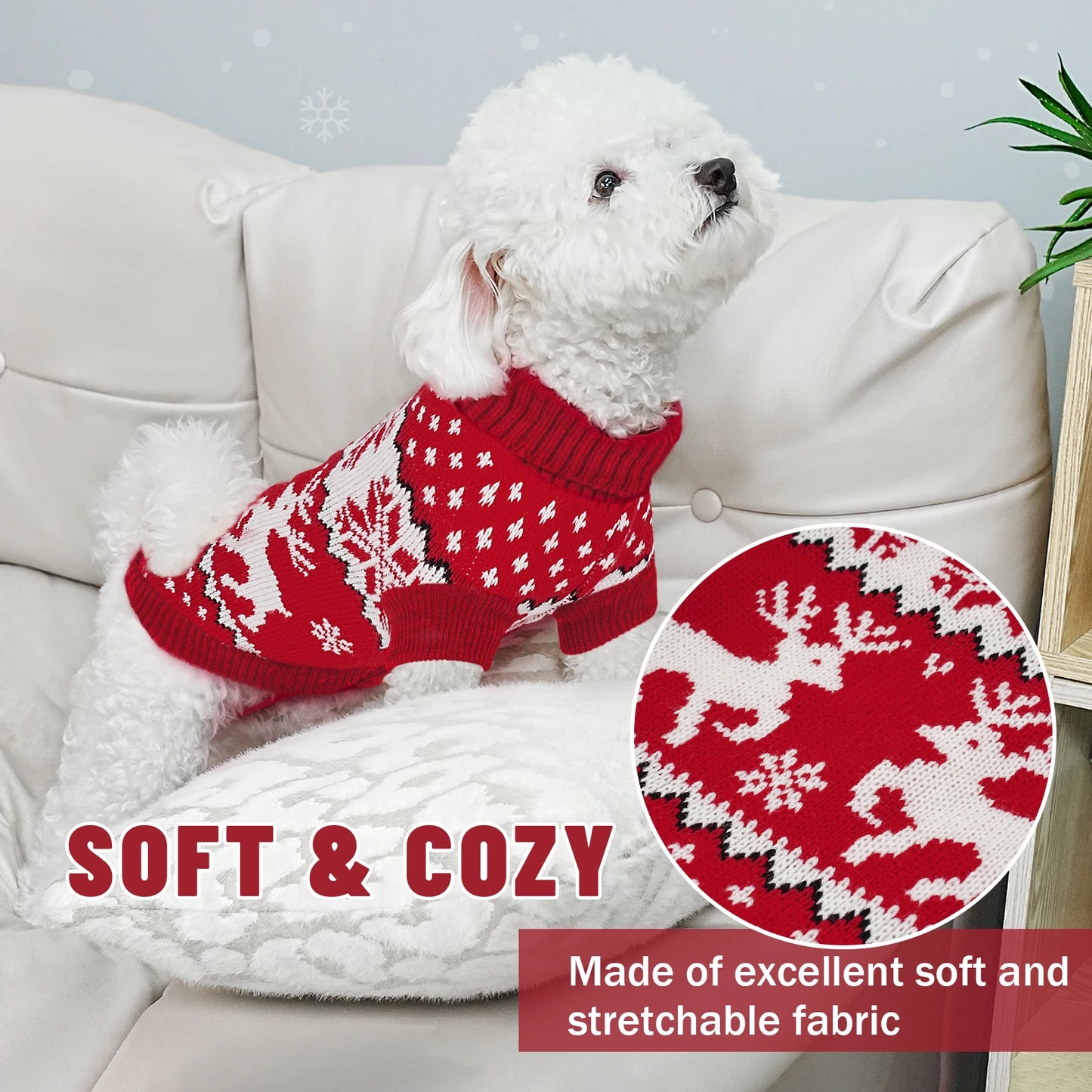 Dog winter clothing Christmas celebration clothes Knitted pet clothing Suitable for small to medium-sized dogs Pet sweater Red,