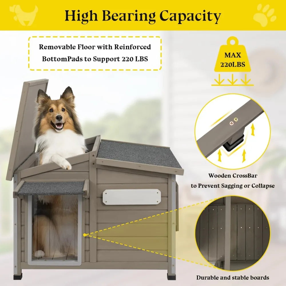 NoEnName_Null Outdoor Dog House Weatherproof Wooden Kennel