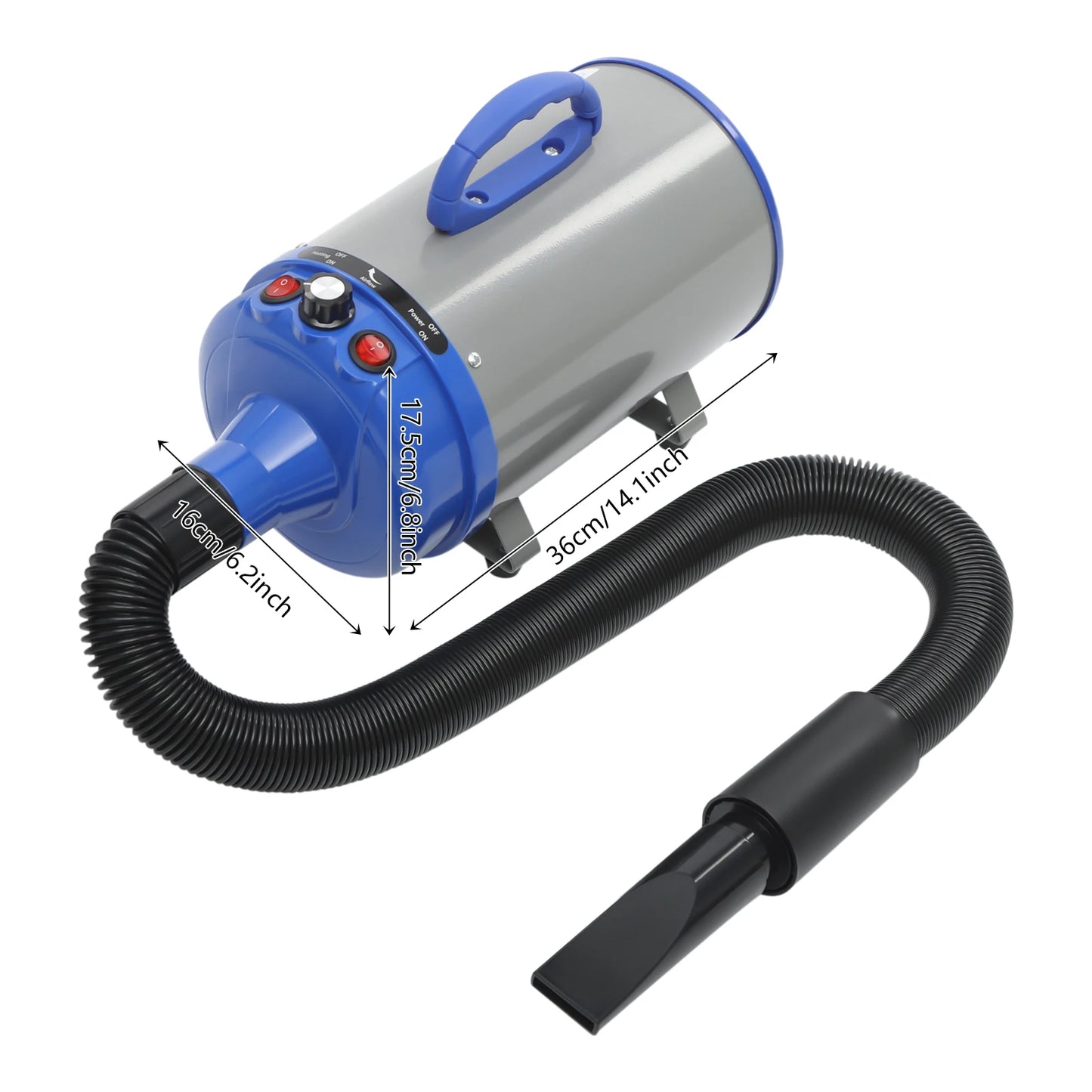 2200W Professional Pet Grooming Dryer with Adjustable Wind Speed and 4 Nozzles Low Noise Design for Dogs and Cats