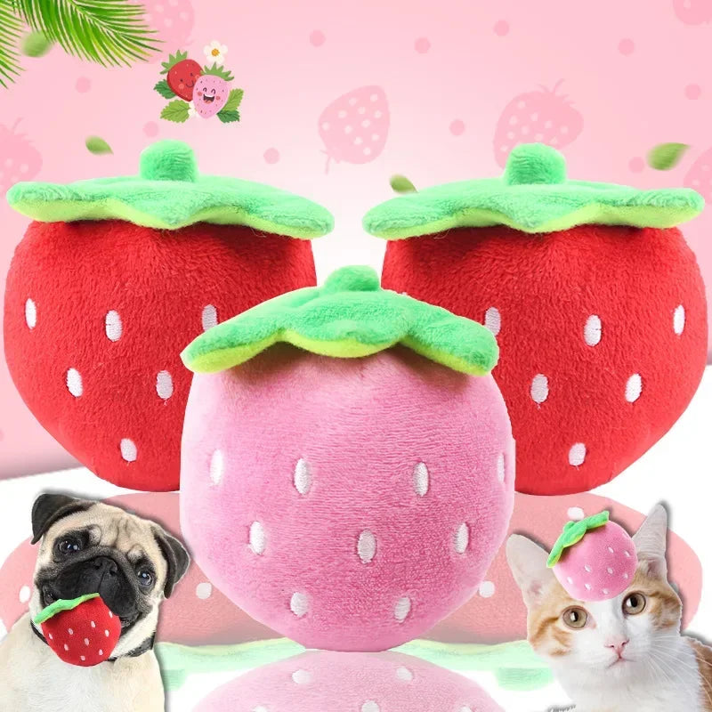 NoEnName Null Plush Strawberry Dog Toy Squeaky Chew Puzzle