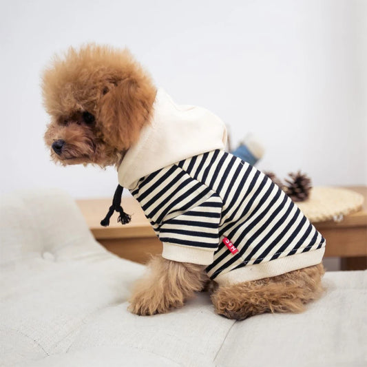 Hign-concerned Striped Cotton Hoodie Dog Sweater For Pets
