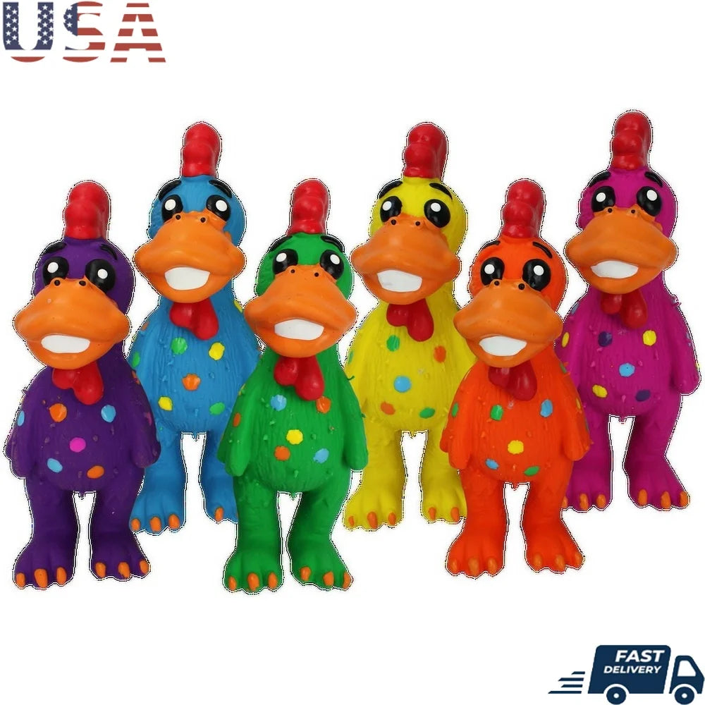 XMSJ Latex Rooster Dog Toy Squeaky Plush Floatable Fetch Toy