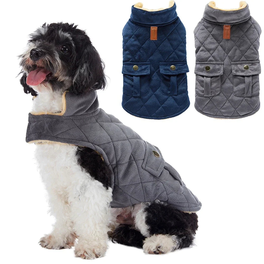 Guangdong Winter Plush Dog Jackets with Double Pockets