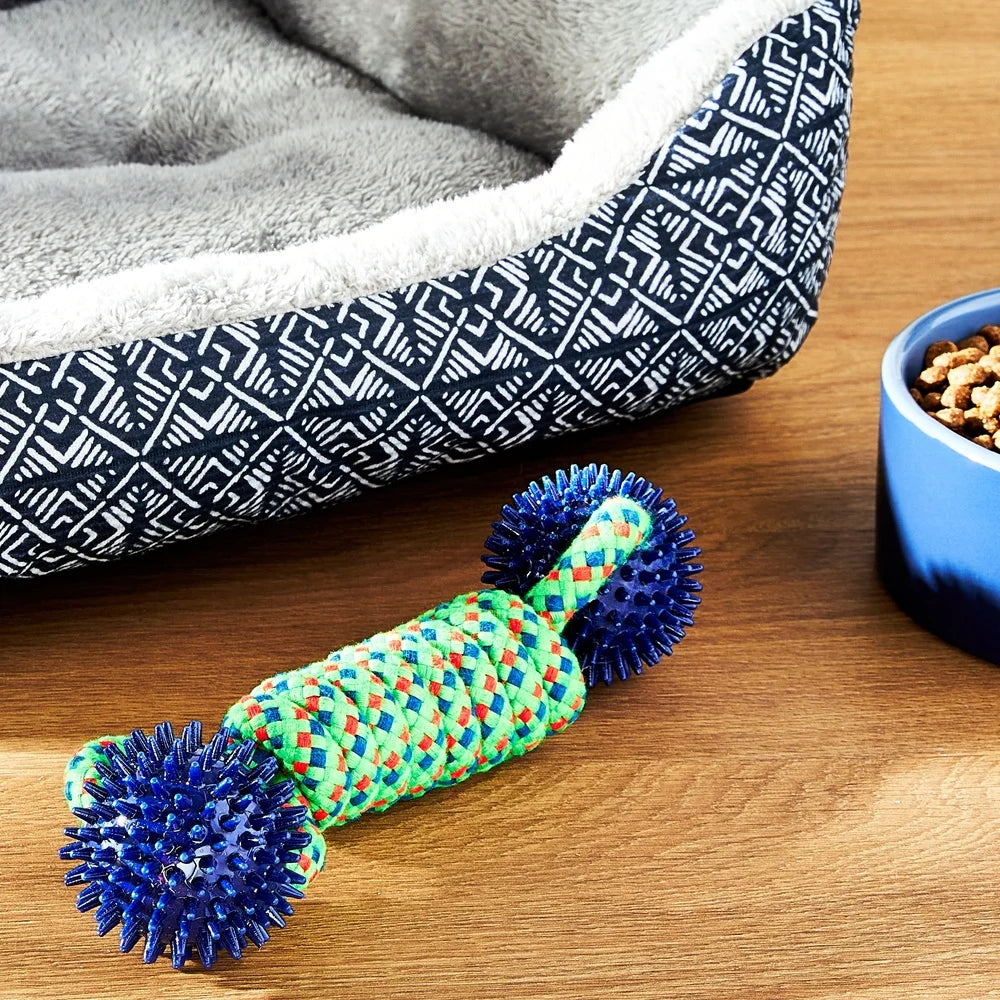 Durable Dog Chew Toy by XMSJH with Rope and Spiky Balls