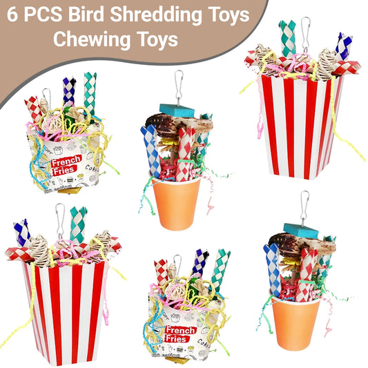 6 Pcs Bird Toy Shredding Chewing Toys For Parrots Training