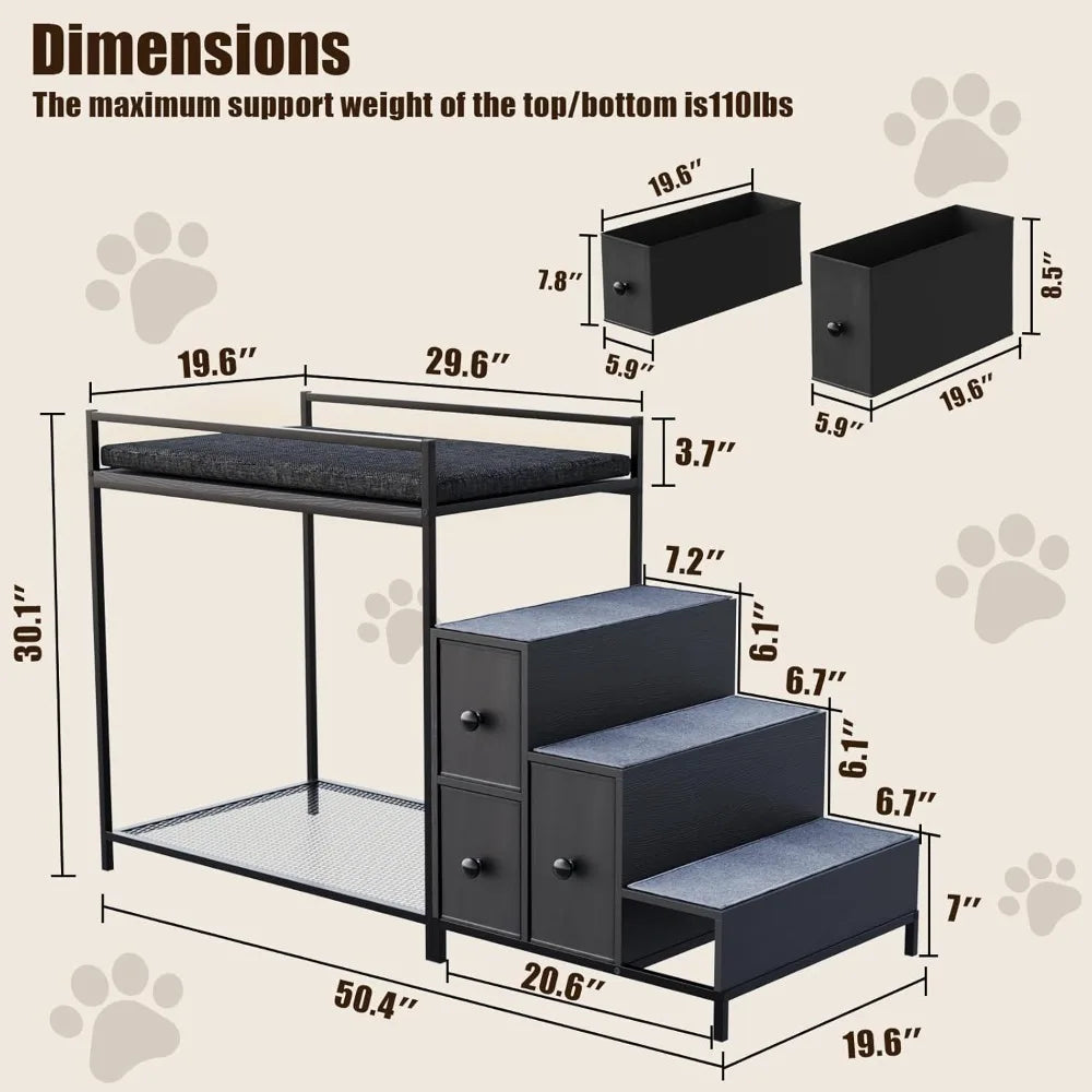 Pet Bunk Bed With Stairs And Storage Window Perch Foam