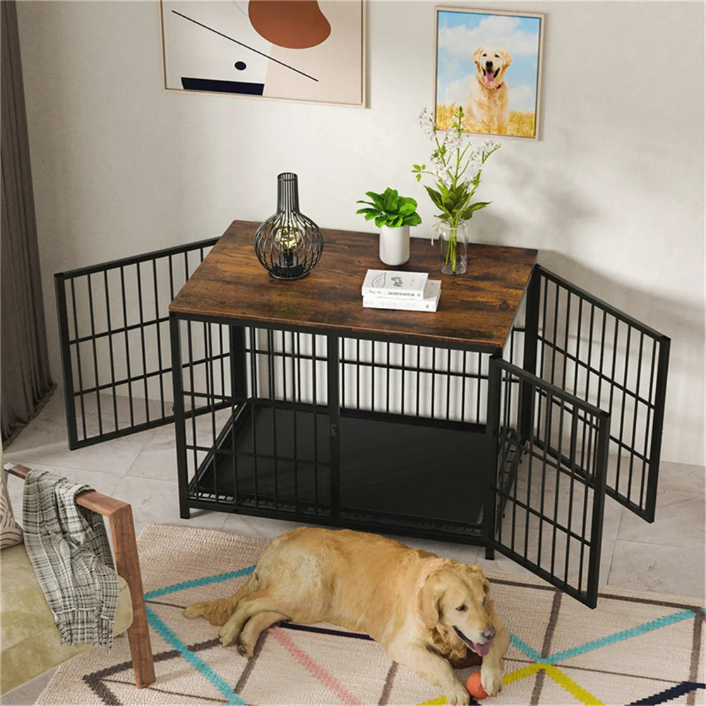 Borwarth Large Wooden Dog Crate Indoor Furniture Style Kennel