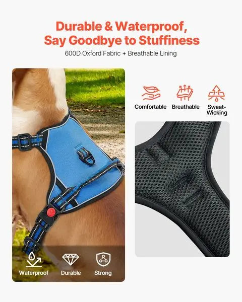No Pull Adjustable Dog Harness for Large Dogs With Leash