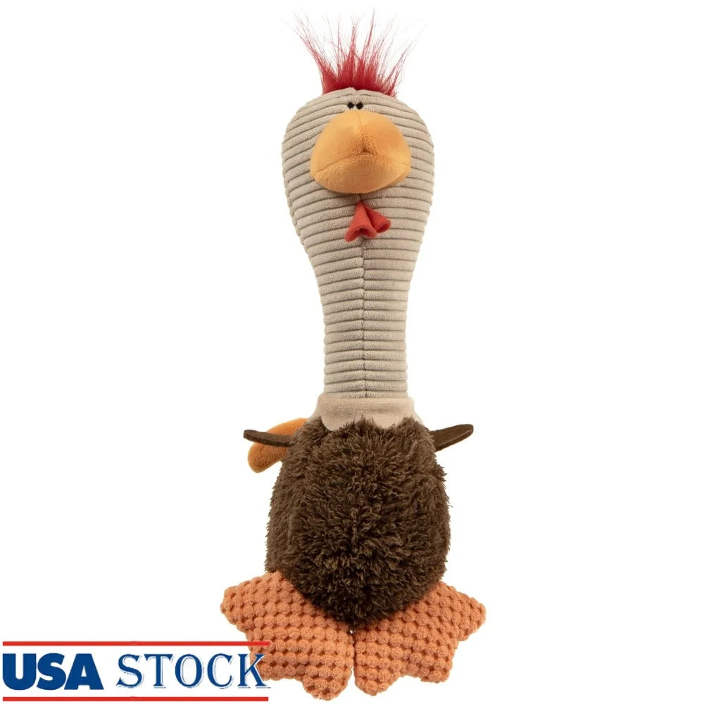 XMSJ Durable Long Neck Rooster Squeaky Dog Toy