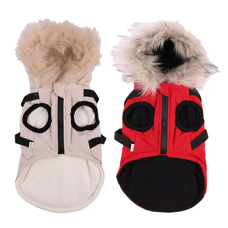 Winter Dog Jacket With Harness Waterproof Hooded Coat