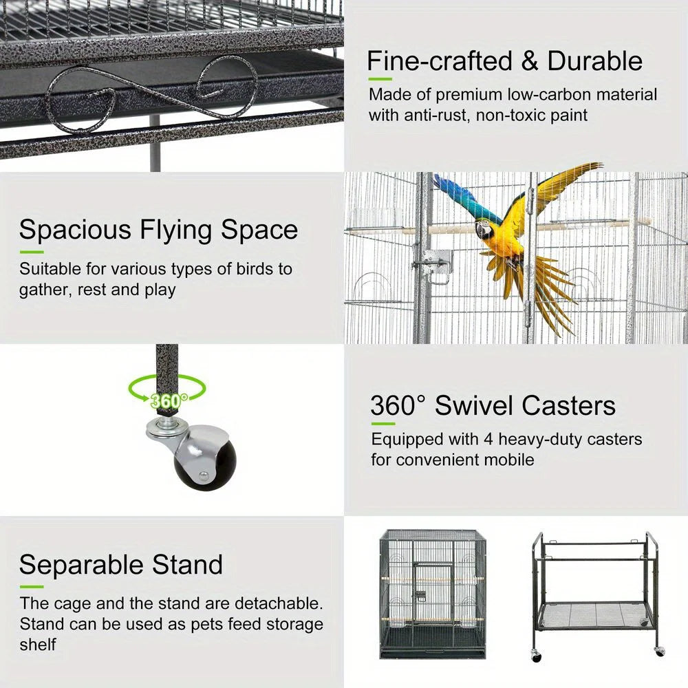 Guangdong Wrought Iron Flight Parrot Cage Rolling Stand