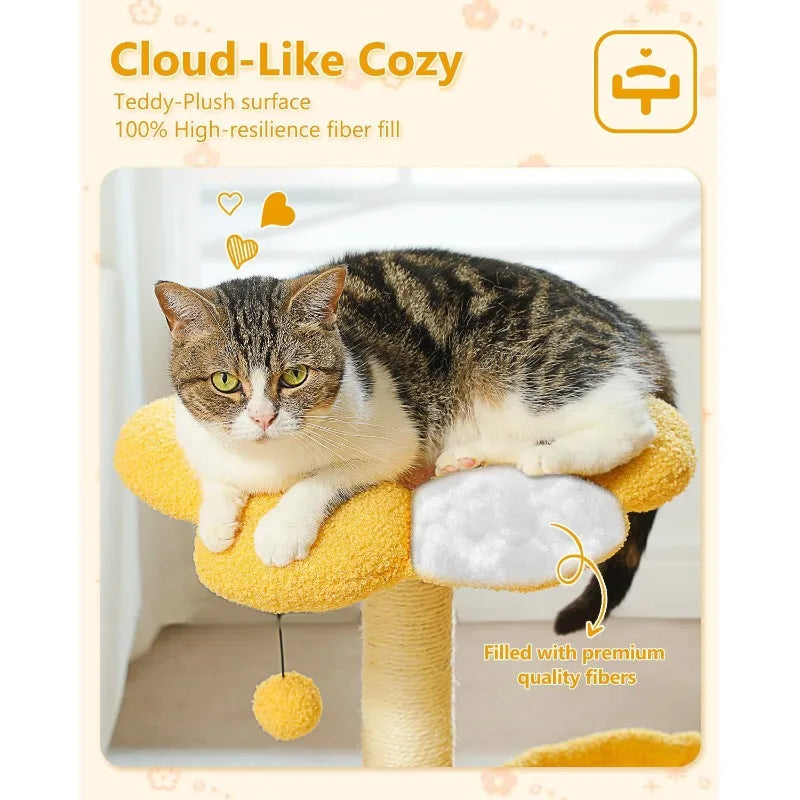 NoEnName_Null Flower Cat Tree with Top Perch and Hammock