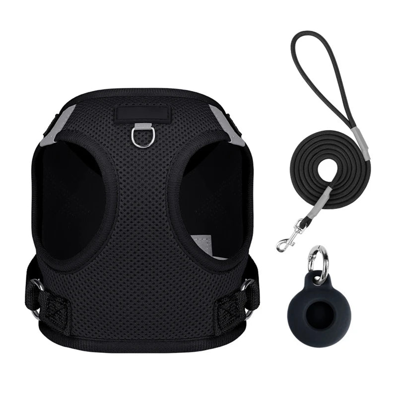 Pet Harness With AirTag Tracker And Leash Set For Pets