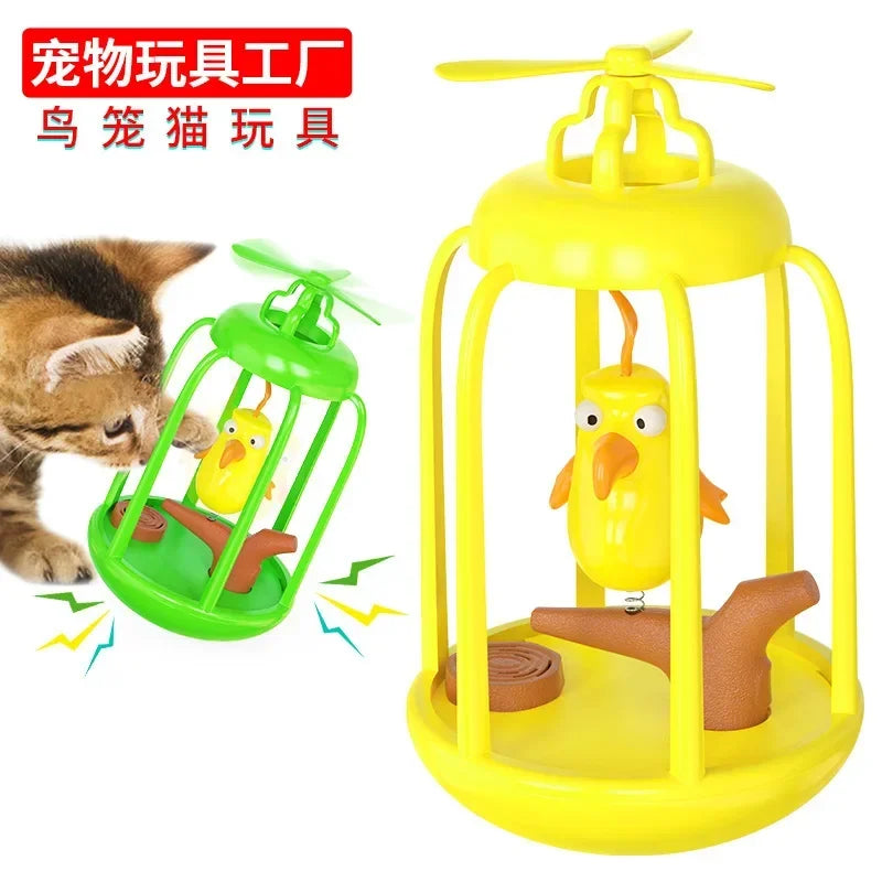 CN Guangdong Cat Interactive Squeaky Swinging Bird Cage Toy
