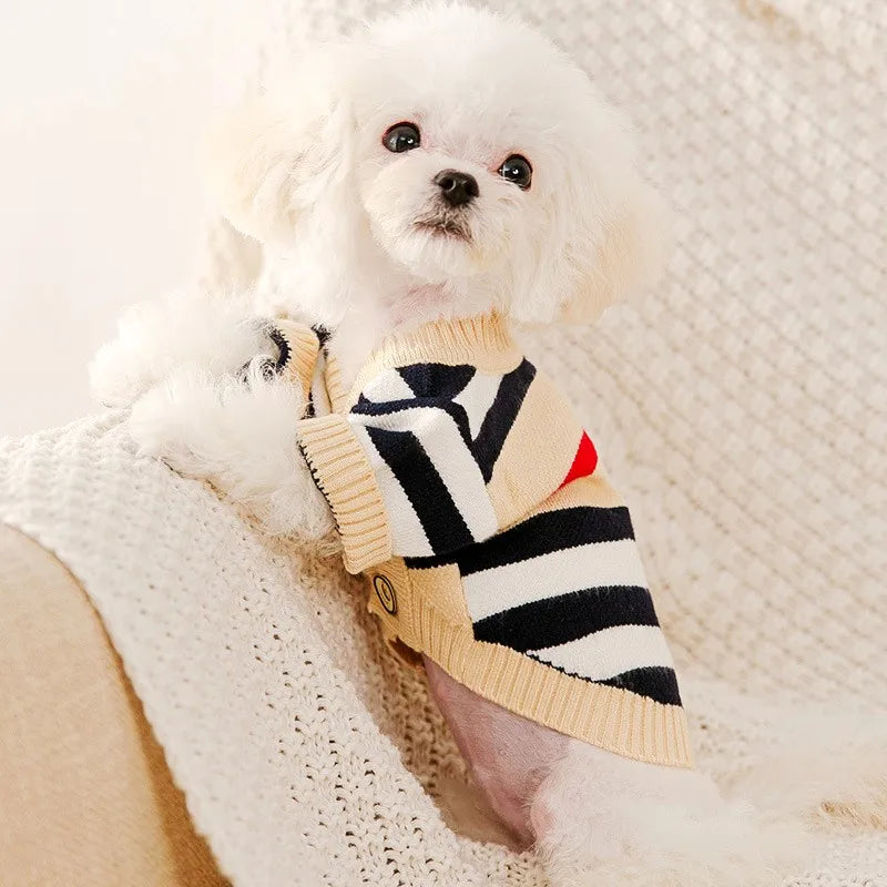 Doggyzstyle Winter Striped Knitted Dog Cardigan For Small Pets