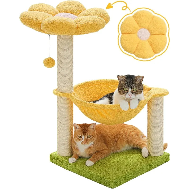 NoEnName_Null Flower Cat Tree with Top Perch and Hammock