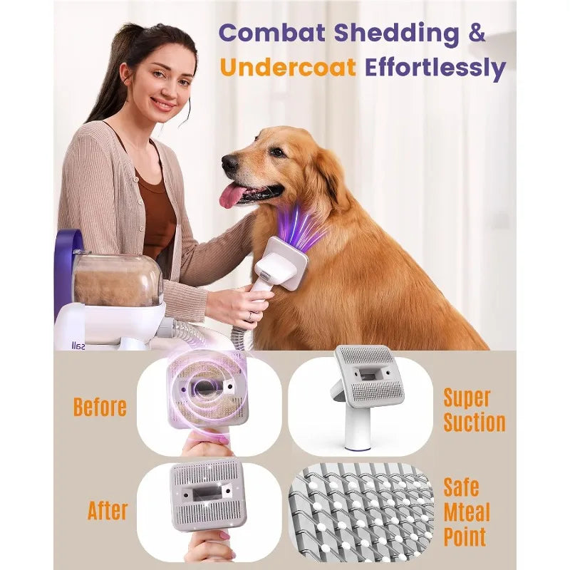Grooming Kit Low Noise Dog Grooming Vacuum 12kpa Dog Vacuum for Shedding Pet Hair and Home Cleaning