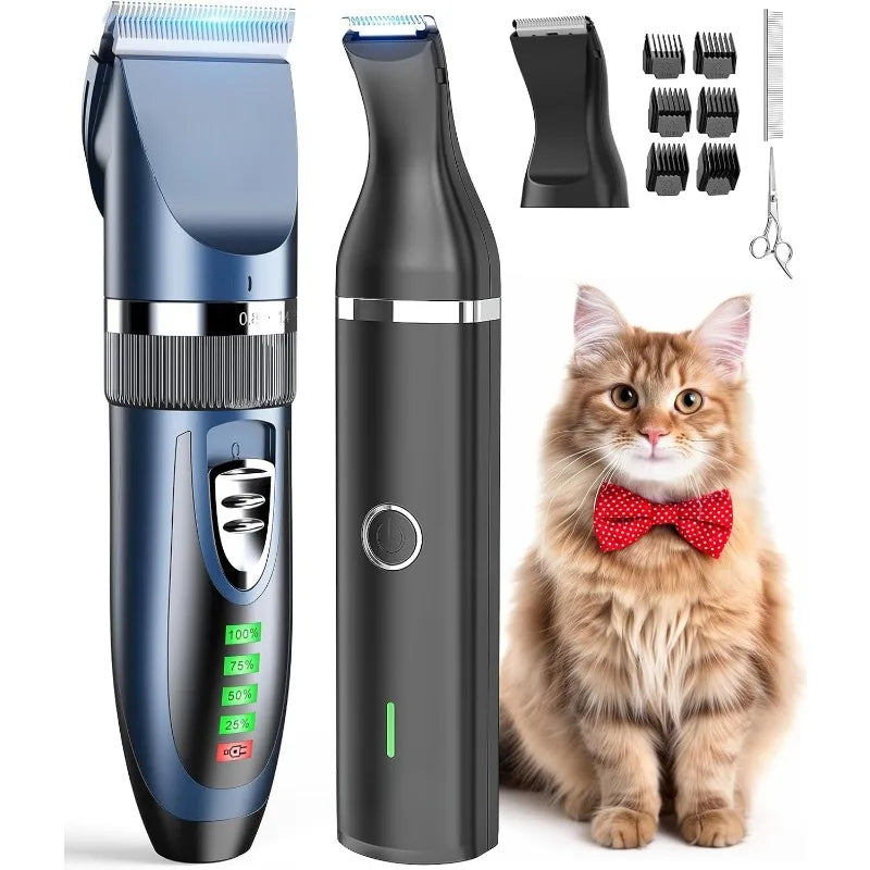 Cat Clippers and Paw Trimmer 3 in 1 Cat Grooming Kit Cordless Cat Shaver for Matted Long Hair 2 Speed Cat Hair Trimmer Pet Clippers for Cats and Small Dogs