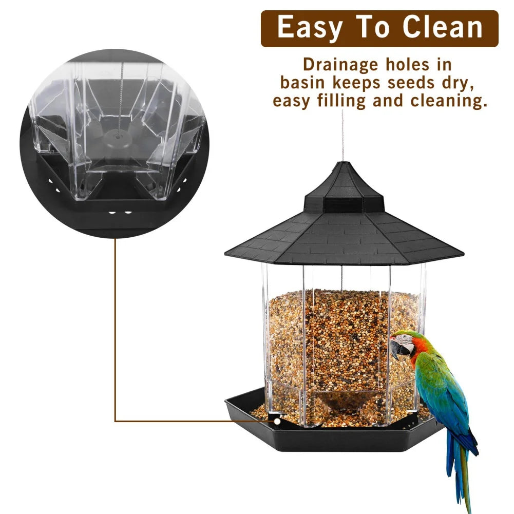 Hangable Waterproof Outdoor Bird Feeder With Hanging Rope