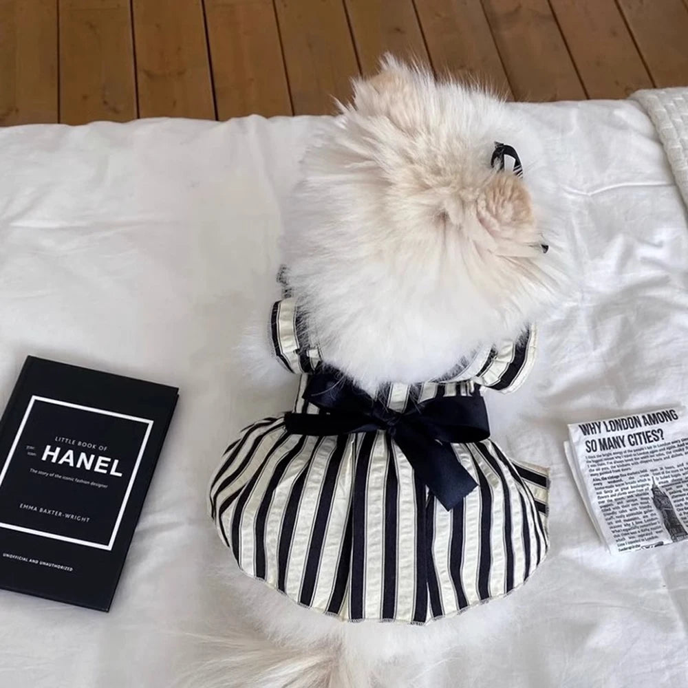 Big Bow Striped Dog Princess Dress For Dogs Everywhere