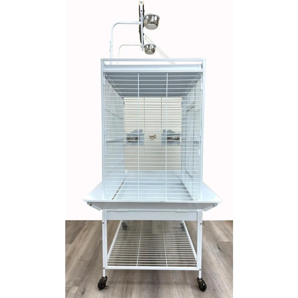 Wrought Iron Parrot Bird Cage With Playtop Ladder Wheels