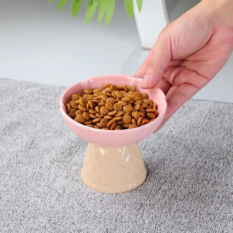 Cat Raised Ceramic Bowl Cute Pet Food Water Feeding Bowls Elevated Tilted Puppy Dog Drinking Eating Bowl Pet Supplies