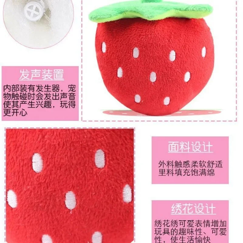 NoEnName Null Plush Strawberry Dog Toy Squeaky Chew Puzzle