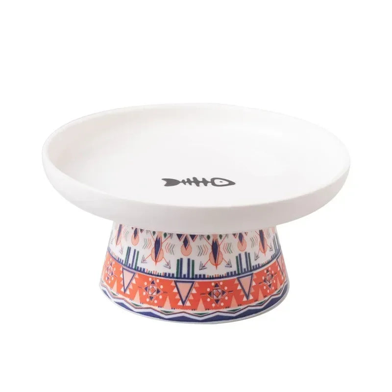 Small Dogs Raised Ceramic Food Water Bowl Bohemian Cat Feeders Pet Supplies