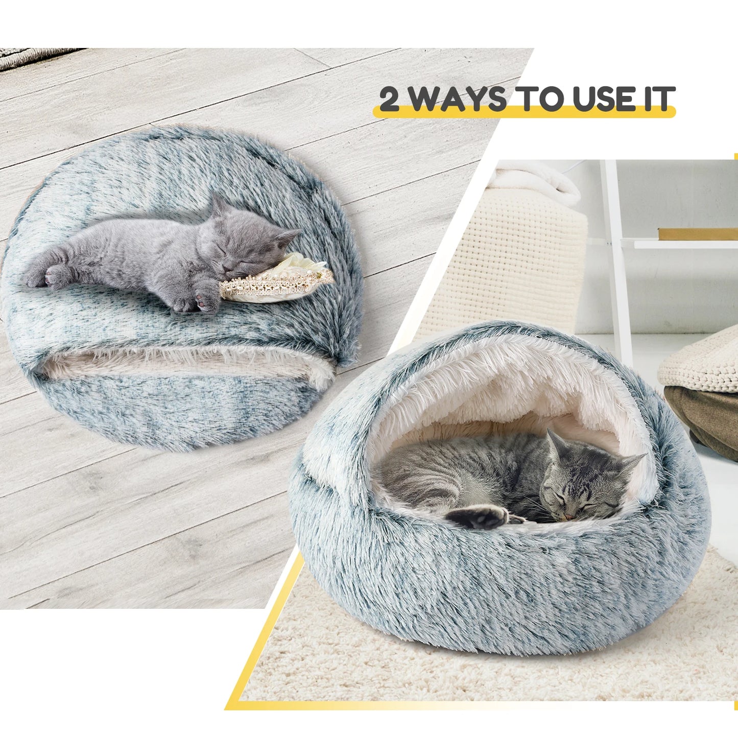 25 Inch Pet Cat Dog Bed Nest Soft Semi Enclosed Cat House