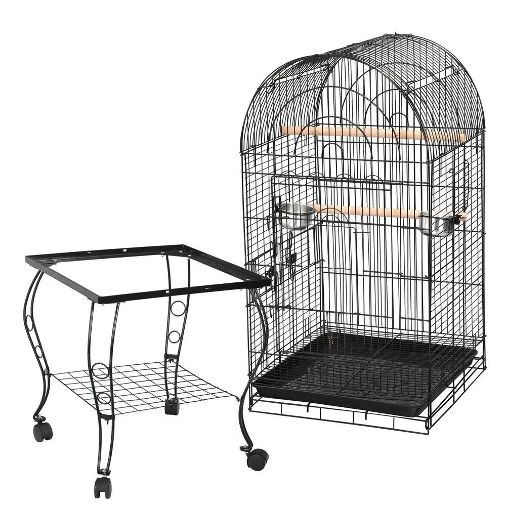 Guangdong Rolling Bird Cage With Open Play Top And Stand
